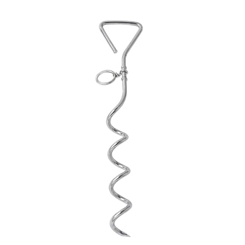 WePet Hundepflock, langlebiger silberner Spiralanker, sichere Outdoor-Befestigung für alle Leinen und Ketten, geeignet für Camping und Garten, rostfrei, einfache Installation, Groß, 46 cm. von WePet
