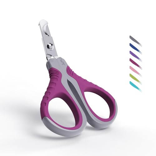 WePet Haustier-Nagelschere (U07.1), Professionelle Krallenschere, Gebogene Schere speziell für Katzen, Kätzchen, Hunde, Welpen, Kleintiere, Grau/Fandango Violett von WePet
