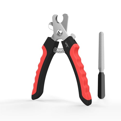 WePet Hundennagelknipser (U10.1), Nagelschere für große Hunderassen mit Quick-Sensor, rasiermesserscharfe Klinge, professionelle Nagelschere mit Sicherheitsstopper und Nagelfeile.Rot von WePet