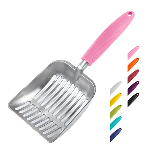 WePet Katzenstreuschaufel, Sieb aus Aluminiumlegierung, Kitty-Metallschaufel, Tiefe Schaufel, Langer Griff, Kotsieb, Kätzchenheber, langlebig, robust, für Katzenklo, flaches Aluminium mit rosa Griff WePet Katzenstreuschaufel, Sieb aus Aluminiumlegierung, Kitty-Metallschaufel, Tiefe Schaufel, Langer Griff, Kotsieb, Kätzchenheber, langlebig, robust, für Katzenklo, flaches Aluminium mit rosa Griff von WePet