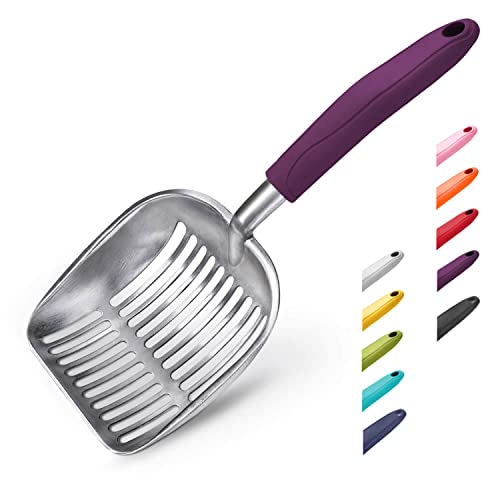 WePet Katzenstreuschaufel, Sieb aus Aluminiumlegierung, Kitty-Metallschaufel, Tiefe Schaufel, Langer Griff, Kotsieb, für Katzentoilette, flaches Aluminium mit türkischem violettem Griff WePet Katzenstreuschaufel, Sieb aus Aluminiumlegierung, Kitty-Metallschaufel, Tiefe Schaufel, Langer Griff, Kotsieb, für Katzentoilette, flaches Aluminium mit türkischem violettem Griff von WePet