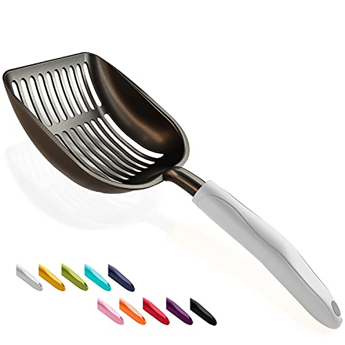 WePet Katzenstreuschaufel, antihaftbeschichtetes Sieb aus Aluminiumlegierung, langlebige Metallschaufel, tiefer Schaufel, langer Griff, Kätzchen-Kot-Heber, Größe L, beschichteter schwarzer Körper mit WePet Katzenstreuschaufel, antihaftbeschichtetes Sieb aus Aluminiumlegierung, langlebige Metallschaufel, tiefer Schaufel, langer Griff, Kätzchen-Kot-Heber, Größe L, beschichteter schwarzer Körper mit von WePet