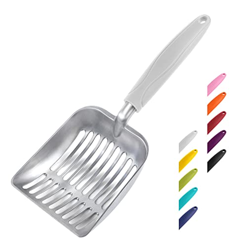 WePet Kleine Katzenstreuschaufel, Sieb aus Aluminiumlegierung, Kitty Metallschaufel, tiefer Griff, Kotflügel, langlebig, strapazierfähig, flaches Aluminium mit grauem Griff WePet Kleine Katzenstreuschaufel, Sieb aus Aluminiumlegierung, Kitty Metallschaufel, tiefer Griff, Kotflügel, langlebig, strapazierfähig, flaches Aluminium mit grauem Griff von WePet