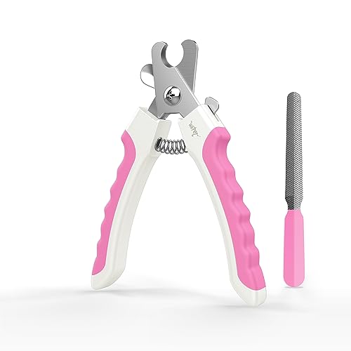 WePet Hundennagelknipser (U10.1), Nagelschere für große Hunderassen mit Quick-Sensor, rasiermesserscharfe Klinge, professionelle Nagelschere mit Sicherheitsstopper und Nagelfeile.Rosarot von WePet