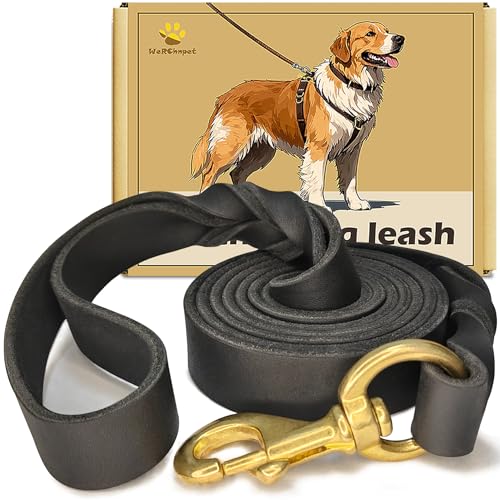 WERCHNPET Hundeleine aus Leder, robust, weich und stark, für große, mittelgroße und kleine Hunde, Premium-Lederleine für Hunde, 1,8 m WERCHNPET Hundeleine aus Leder, robust, weich und stark, für große, mittelgroße und kleine Hunde, Premium-Lederleine für Hunde, 1,8 m von WeRChnpet