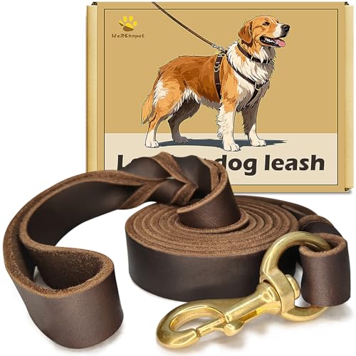 WERCHNPET Hundeleine aus Leder, robust, weich und stark, für große, mittelgroße und kleine Hunde, Premium-Lederleine für Hunde, 1,8 m WERCHNPET Hundeleine aus Leder, robust, weich und stark, für große, mittelgroße und kleine Hunde, Premium-Lederleine für Hunde, 1,8 m von WeRChnpet