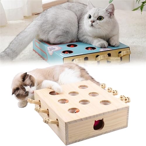 Interaktives Katzenspielzeug aus Holz, Cat Whack a Mole Scratcher, Katzenkratzbox, Pfotenschleifspielzeug, interaktives Katzenspielzeug für gelangweilte erwachsene Katzen im Innenbereich(Eight holes ( Interaktives Katzenspielzeug aus Holz, Cat Whack a Mole Scratcher, Katzenkratzbox, Pfotenschleifspielzeug, interaktives Katzenspielzeug für gelangweilte erwachsene Katzen im Innenbereich(Eight holes ( von Weairotp