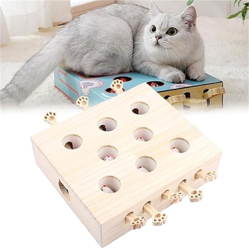 Interaktives Katzenspielzeug aus Holz, Cat Whack a Mole Scratcher, Katzenkratzbox, Pfotenschleifspielzeug, interaktives Katzenspielzeug für gelangweilte erwachsene Katzen im Innenbereich(Eight holes ( Interaktives Katzenspielzeug aus Holz, Cat Whack a Mole Scratcher, Katzenkratzbox, Pfotenschleifspielzeug, interaktives Katzenspielzeug für gelangweilte erwachsene Katzen im Innenbereich(Eight holes ( von Weairotp