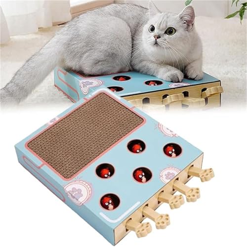 Interaktives Katzenspielzeug aus Holz, Cat Whack a Mole Scratcher, Katzenkratzbox, Pfotenschleifspielzeug, interaktives Katzenspielzeug für gelangweilte erwachsene Katzen im Innenbereich(Game Meow Toy Interaktives Katzenspielzeug aus Holz, Cat Whack a Mole Scratcher, Katzenkratzbox, Pfotenschleifspielzeug, interaktives Katzenspielzeug für gelangweilte erwachsene Katzen im Innenbereich(Game Meow Toy von Weairotp