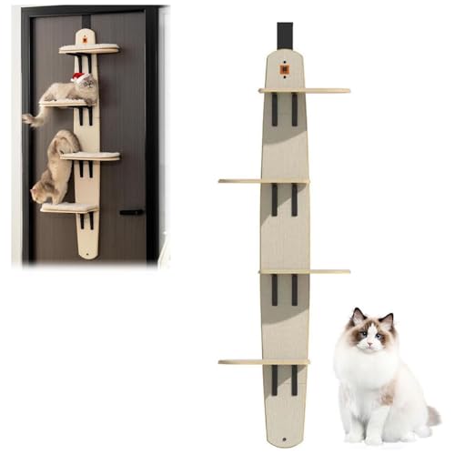 Katzenregal für Aufhängen an der Tür, vertikaler Kratzbaum über der Tür, mehrstufige Katzenregale für Aufhängen an der Tür, auf Kleiderbügeln montierter Turm für Hauskatzen mit Katzenkratzbrett und Pl Katzenregal für Aufhängen an der Tür, vertikaler Kratzbaum über der Tür, mehrstufige Katzenregale für Aufhängen an der Tür, auf Kleiderbügeln montierter Turm für Hauskatzen mit Katzenkratzbrett und Pl von Weairotp