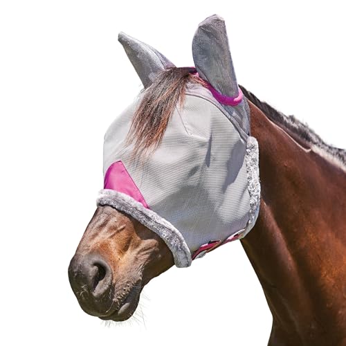 WeatherBeeta ComFiTec Deluxe strapazierfähige Netzmaske mit Ohren, grau/lila, Warmblut von Weatherbeeta