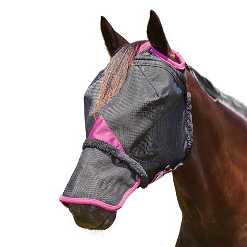 Weatherbeeta Comfitec Deluxe strapazierfähige Netzmaske mit Nase, Schwarz/Violett, kleines Pony von Weatherbeeta