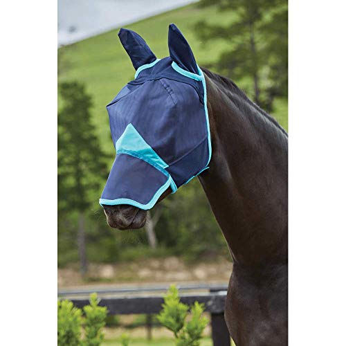 Weatherbeeta Comfitec Fine Mesh with Ears & Nose Fly Mask Pony Navy Turquoise von Weatherbeeta