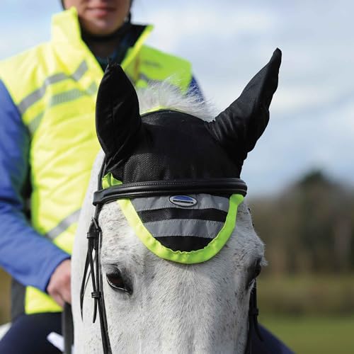 Weatherbeeta Reflective Ear Bonnet Fly Veil Full Size Yellow von Weatherbeeta