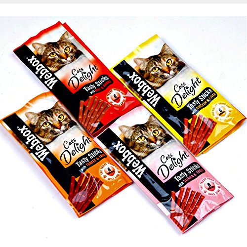 Webbox Cats Delight Hühner-Sticks für Katzen, 72 Sticks, 12 Packungen à 6 Stück von Webbox