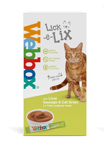 Webbox Lick e Lix Joghurt mit Leberwurst und Katzengras, Leckereien für Katzen, 5 Stück (5 x 15 g) (17 Stück) von Webbox