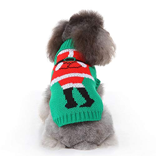 Webuyii Hund Weihnachten Pyjama Pullover mit Weihnachtsmann Muster Haustiere Strickmantel Weich Sweatshirt Pullover für Hunde Grün L von Webuyii