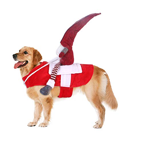 Webuyii Hunde-Weihnachtskostüm, Reiten, Weihnachtsmann, Haustier-Kleidung, lustiges Outfit für Hunde und Katzen von Webuyii