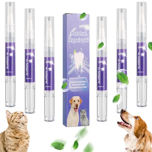 Wechoide Cvreoz Gel Für Die Mundpflege Von Haustieren, Pet Oral Repair Gel, Zahngel für Haustiere zur Verbesserung von Mundgeruch und zur Bekämpfung von Zahnstein (6pcs) von Wechoide