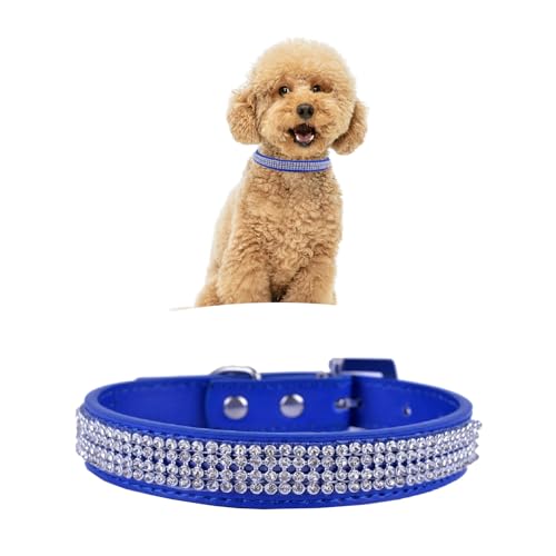 Hochzeitsdekor Haustierhalsband für Hunde und Katzen, mit Strass-Verschluss, weiches Leder, schützend, leicht, Königsblau Hochzeitsdekor Haustierhalsband für Hunde und Katzen, mit Strass-Verschluss, weiches Leder, schützend, leicht, Königsblau von WedDecor
