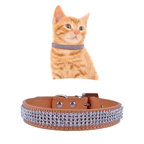 WedDecor Hundehalsband mit Strasssteinen, Sicherheitsverschluss, Schnalle, weiches PU-Leder, verstellbares Haustierzubehör, leicht, Schutzgürtel für Welpen und Katzen, Beige, Größe S WedDecor Hundehalsband mit Strasssteinen, Sicherheitsverschluss, Schnalle, weiches PU-Leder, verstellbares Haustierzubehör, leicht, Schutzgürtel für Welpen und Katzen, Beige, Größe S von WedDecor