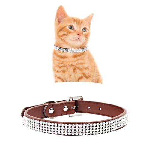 WedDecor Hundehalsband mit Strasssteinen, Sicherheitsverschluss, Schnalle, weiches PU-Leder, verstellbares Haustierzubehör, leicht, Schutzgürtel für Welpen und Katzen, Braun, Größe S WedDecor Hundehalsband mit Strasssteinen, Sicherheitsverschluss, Schnalle, weiches PU-Leder, verstellbares Haustierzubehör, leicht, Schutzgürtel für Welpen und Katzen, Braun, Größe S von WedDecor
