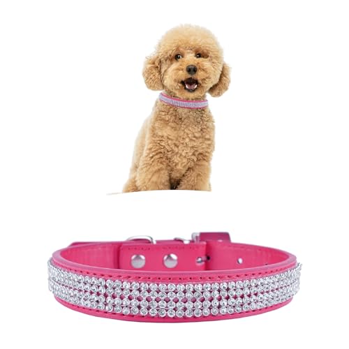 WedDecor Hundehalsband mit Strasssteinen, Sicherheitsverschluss, Schnalle, weiches PU-Leder, verstellbares Haustier Hund Zubehör, leicht, Schutzgürtel für Welpen und Katzen, Rosenrosa, Größe M WedDecor Hundehalsband mit Strasssteinen, Sicherheitsverschluss, Schnalle, weiches PU-Leder, verstellbares Haustier Hund Zubehör, leicht, Schutzgürtel für Welpen und Katzen, Rosenrosa, Größe M von WedDecor