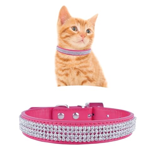 WedDecor Hundehalsband mit Strasssteinen, Sicherheitsverschluss, Schnalle, weiches PU-Leder, verstellbares Haustierzubehör, leicht, Schutzgürtel für Welpen und Katzen, Rosenrosa, Größe S WedDecor Hundehalsband mit Strasssteinen, Sicherheitsverschluss, Schnalle, weiches PU-Leder, verstellbares Haustierzubehör, leicht, Schutzgürtel für Welpen und Katzen, Rosenrosa, Größe S von WedDecor