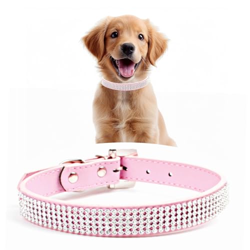 WedDecor Weiches PU-Leder, verstellbares Hundehalsband, Kristalle, Strasssteine, Haustierhalsband mit Sicherheitsverschluss, Premium-Welpenhalsband, leicht, schützender Hundegürtel, Babyrosa, Größe L WedDecor Weiches PU-Leder, verstellbares Hundehalsband, Kristalle, Strasssteine, Haustierhalsband mit Sicherheitsverschluss, Premium-Welpenhalsband, leicht, schützender Hundegürtel, Babyrosa, Größe L von WedDecor