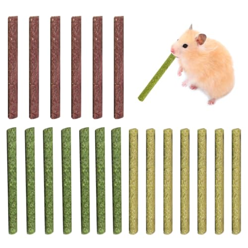 WeddHuis 20 Pcs Timothy Heu Sticks Kaninchen Spielzeug Kauspielzeug für Kaninchen Meerschweinchen Hamster Chinchilla Häschen Leckerli 3 Geschmacksrichtungen von WeddHuis