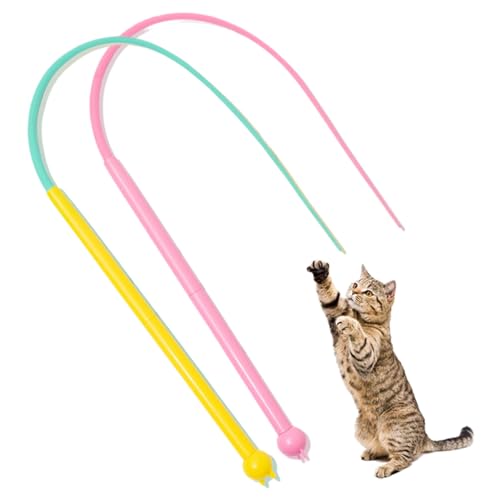 2pcs Katzen Teaser Zauberstab weiche Silikonkatze Zauberstab Spielzeug 31.5 Mausschwanz Design Interaktives Katzenstock -Katzenspielzeug mit Bellkatze Spielzeug für Innenkatze und Kätzchen von Weddflower
