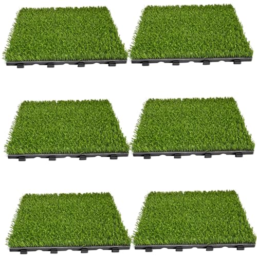 Grasmatte für Hunde 6pcs 12x12 weiche durchlässige Hunde Pee Graspolster Bissfestes waschbares falsches Gras für Hunde wiederverwendbares Hund Töpfchen -Gras für Balkon Kindergarten Kunstrasen von Weddflower