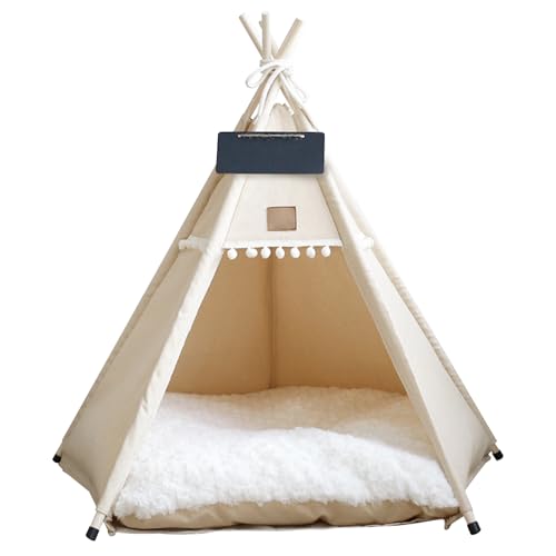 Hunde & Katze Teepee tragbare Haustier Tipee Zelte mit Kissen und Kleiner Tafel 28 Zoll hohe waschbare Hundehaus Welpe süßes Bett für Haustiere unter 15 kg Hundehütte Indoor von Weddflower