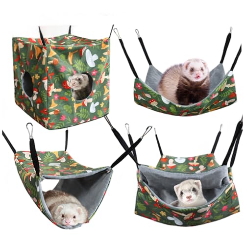 1 Set/4 Stück Rattenhängematten, Hängende Frettchenhängematte mit Gurten, weiches, waschbares Meerschweinchenbett für Chinchillas, Kurzkopfgleitbeutler 1 Set/4 Stück Rattenhängematten, Hängende Frettchenhängematte mit Gurten, weiches, waschbares Meerschweinchenbett für Chinchillas, Kurzkopfgleitbeutler von Wedhapy