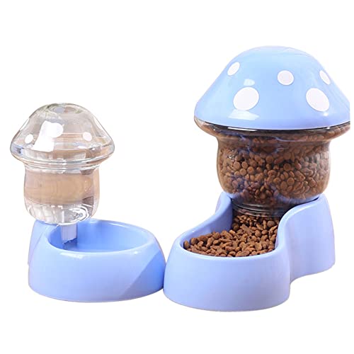 Cat Food Spender automatischer Haustiere Feeder Waterer Set 1800 ml Katzen Futtermittel und 500 ml Hunde Wasserspender mit DIY Aufkleber für kleine mittelgroße Haustiere Blau von Wedhapy
