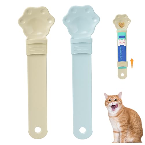 Cat Strip Feeder 2pcs Hygienische Fütterung Katzenstreifen Squeeze Löffel Arbeiten sparende Katzenfutter Scoop Grade Katzenfutter Löffel mit hängenden Loch für Hundekatze Nassfutter Beige und Blau Cat Strip Feeder 2pcs Hygienische Fütterung Katzenstreifen Squeeze Löffel Arbeiten sparende Katzenfutter Scoop Grade Katzenfutter Löffel mit hängenden Loch für Hundekatze Nassfutter Beige und Blau von Wedhapy