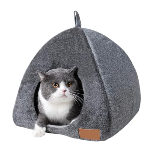 Cat Tipee Katzenbetten Katzenhöhle Bett Katze Iglu Bett mit waschbaren abnehmbaren Kissen Haustier Nest Hunde Schlafsofa dunkelgrau l von Wedhapy