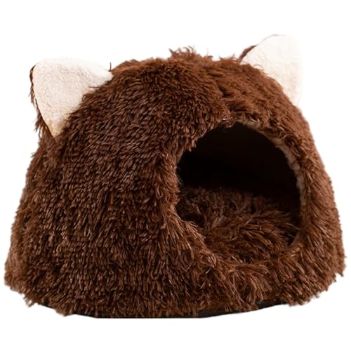 Katze Bett mit Kapuzenkatze rund weich warm, kuscheliges Katzenhöhlenbett mit abnehmbarem Kissen und Rutschboden für den Innenwinter, 15, 8x15, 8 Zoll von Wedhapy