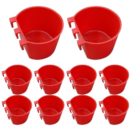 Wedhapy 10er-Packung Hühner-Wassernäpfe, hängender Vogelfutterspender für Käfige, 227 ml, für Kaninchen, Tauben, Sittiche, Geflügel, mit Haken, Rot Wedhapy 10er-Packung Hühner-Wassernäpfe, hängender Vogelfutterspender für Käfige, 227 ml, für Kaninchen, Tauben, Sittiche, Geflügel, mit Haken, Rot von Wedhapy