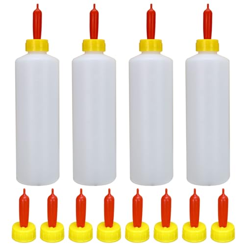 Wedhapy 4pcs Ziegenflaschen mit 12 pcs Ziegennippel, Kalbmilchfuttermittel -Tiermilch -Feeder 14oz/400 ml Plastiklammflasche, Wiederverwendbare Babyziegenlieferungen zum Füttern von Schafewelpen von Wedhapy