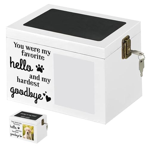 Wedhapy Haustierurne für Hunde, Holzhund Urnen für Asche Hunde Ashes Box Personalisierte Haustier Ashes Box Haustier Asche Urne mit Fotorahmen, Memorial Keepsake Urn Box Cremation von Wedhapy