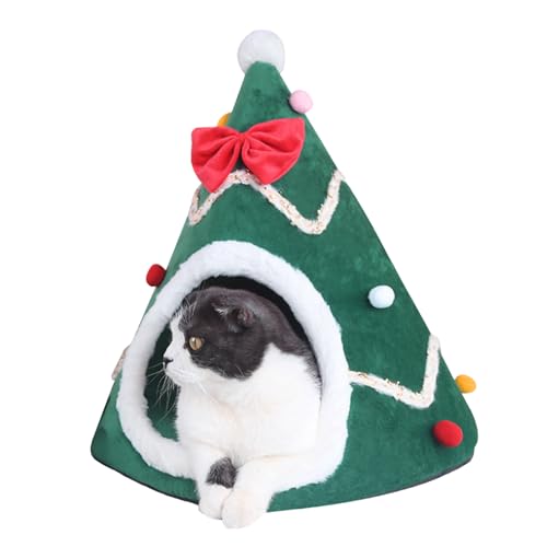 Weihnachts Katzenbett Baumzelt Katzenhäuser Rutschfester Weihnachtsbaum Katzen Iglu Mit Abnehmbarem Kissen Für 2 Kg Schwere Haustiere Selbstwärmendes Kätzchenhaus Weihnachtsgröße L von Wedhapy