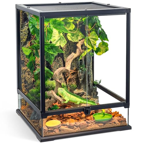 360 ° klare Sicht, 90 Liter, 24 x 18 x 18 cm, Glas Reptilien-Terrarium, geeignet für Bartagamen, Chamäleon, Gecko mit Haube, mehrere Haustiere, mit Vordertür, hervorragende Belüftung, versteckte 360 ° klare Sicht, 90 Liter, 24 x 18 x 18 cm, Glas Reptilien-Terrarium, geeignet für Bartagamen, Chamäleon, Gecko mit Haube, mehrere Haustiere, mit Vordertür, hervorragende Belüftung, versteckte von Wedoelsim