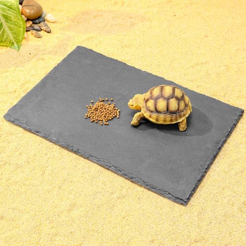 Naturschiefer-Plattform für Reptilien, Bartagamen, Schildkröten, Schildkröten, Lebensraum, Zubehör, Wärmespeicherung, rutschfestes Design, Futtertablett, Funktionalität und hervorragende Naturschiefer-Plattform für Reptilien, Bartagamen, Schildkröten, Schildkröten, Lebensraum, Zubehör, Wärmespeicherung, rutschfestes Design, Futtertablett, Funktionalität und hervorragende von Wedoelsim