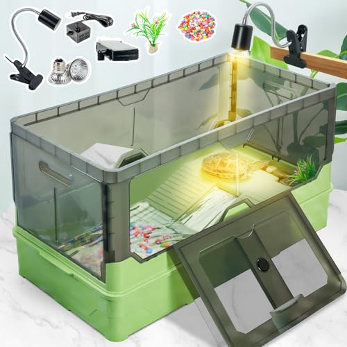 Wedoelsim Integriertes Schildkröten-Tank-Set ohne Installation. Mit Filter, Wasserpumpe, Wärmelampe, Rädern, leicht zu bewegen, geeignet für kleine Schildkröten-Frosch, ein Geschenk für Kinder von Wedoelsim