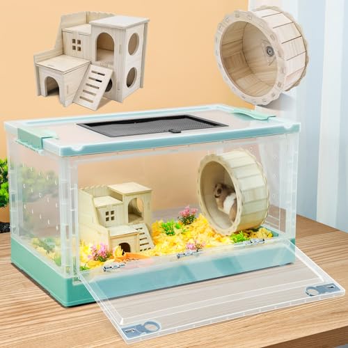 Wedoelsim Tragbarer und faltbarer Hamsterkäfig mit Rädern, Schlosslebensraum und Laufrad, einfach zu bewegen und aufzubewahren, geeignet für Meerschweinchen, Ratten und andere Kleintiere (blau, groß) Wedoelsim Tragbarer und faltbarer Hamsterkäfig mit Rädern, Schlosslebensraum und Laufrad, einfach zu bewegen und aufzubewahren, geeignet für Meerschweinchen, Ratten und andere Kleintiere (blau, groß) von Wedoelsim