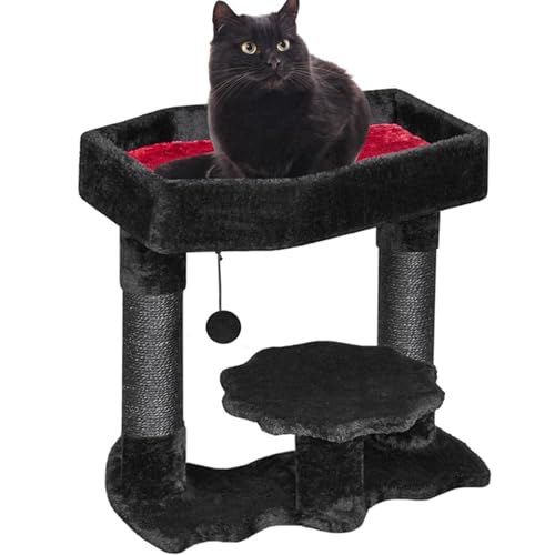 Goth Cat Tree, Gothic Cat Tree mit Sargkatze Bett Halloween Schwarzer Katzenbaumturm mit Sisal -Kratzern und Spinnenspielzeugkatze 20 in hohen Türmen mit weichem Katzenbett Halloween Haustiermöbel von Weduspaty