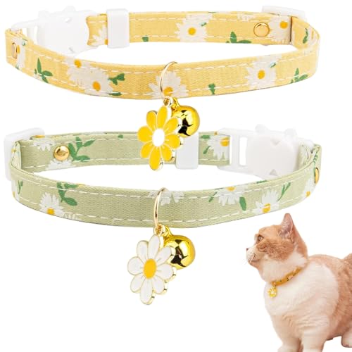 Haustierkragen, 2pcs Katzenkragen, einstellbares süßes Kätzchen mit Bell & Safety Buckle & Flower Decor für Mädchen und Jungen, m Haustierkragen, 2pcs Katzenkragen, einstellbares süßes Kätzchen mit Bell & Safety Buckle & Flower Decor für Mädchen und Jungen, m von Weduspaty
