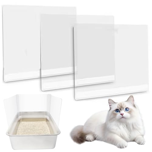 Katzenstreubox -Schild, 3pcs Müllbox Splash Guard, transparentes Haustier -Dicker -Katzenschild, einfach für offene Pee -Pfanne, nur Abdeckung von Weduspaty