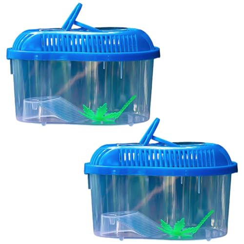Reptilienterrarium, 2pcs Terrarien klare Plastik -Reptilien -Terrarien mit atmungsaktivem Deckel & Griff transparenter Schildkrötenkäfig für Garnelenschildkrötengarnelenfische von Weduspaty